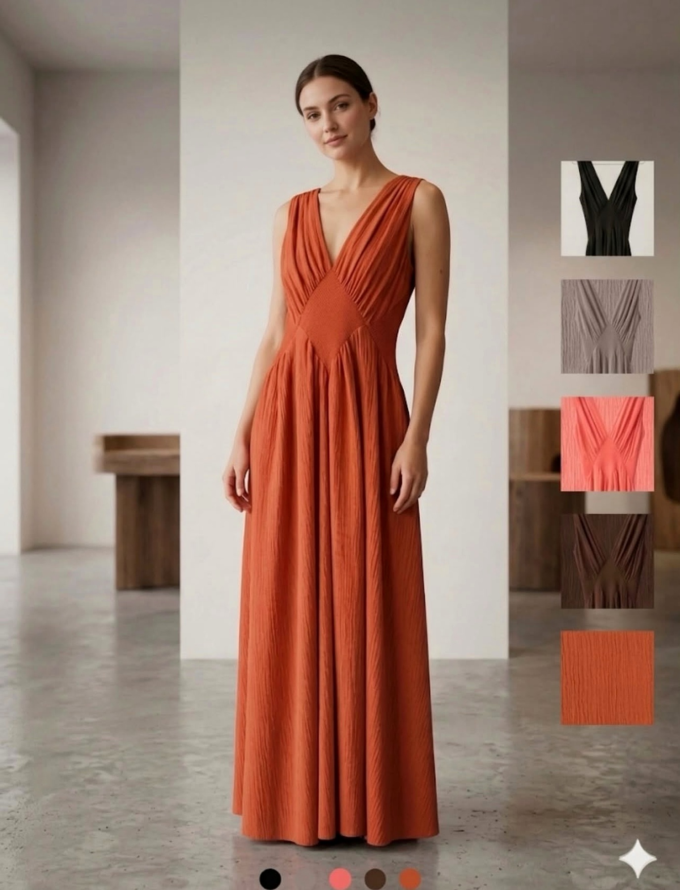 Contemporary black dress with sculptural detail